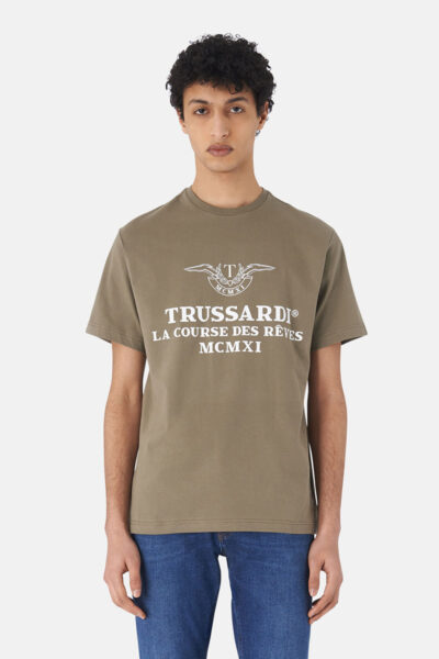 T shirt with lettering print TRUSSARDI JEANS 10 99 8055720127607 SD