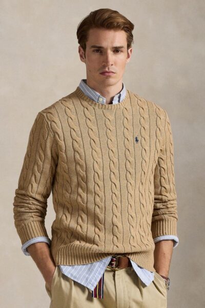 polo ralph lauren jersey de algodn en punto de ochos marrn 710775885014 3260341 a